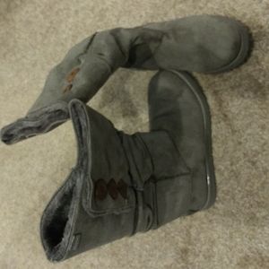 Gray faux suede boots